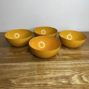 RARE Set of 4 Vintage Orange Yellow Enamel Bowls Mid Century Modern MCM 5.5"